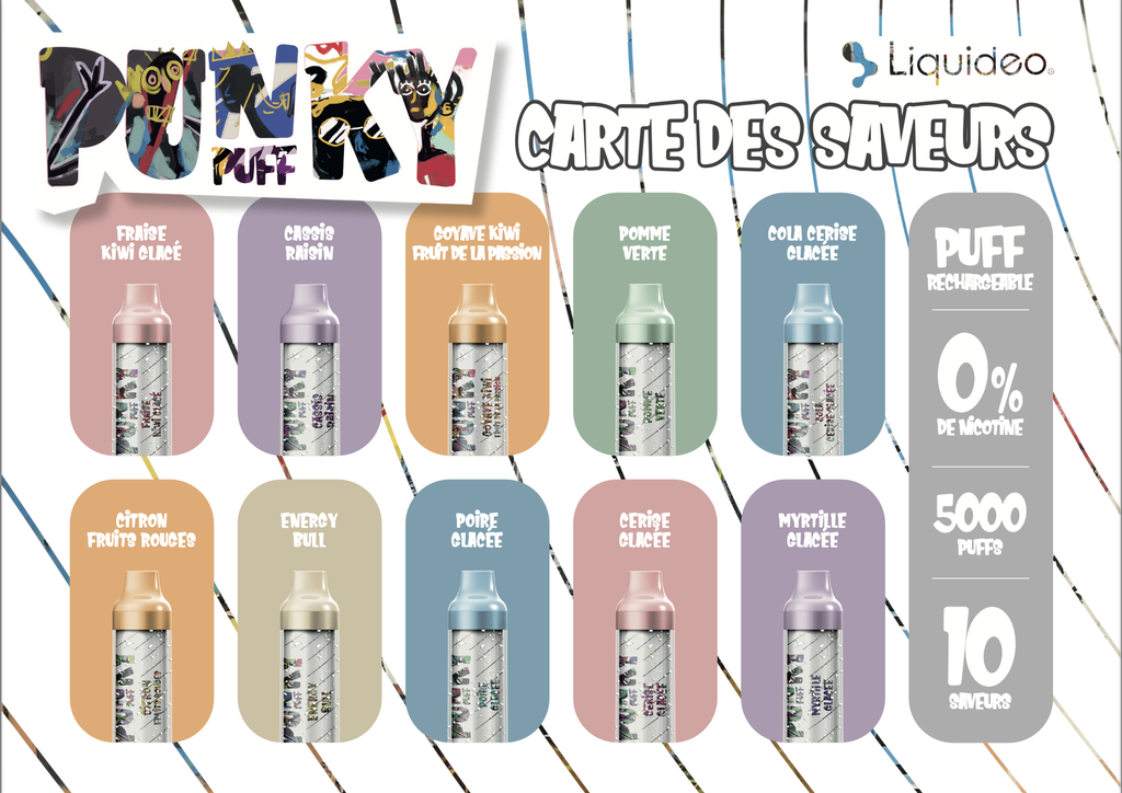 Carte des saveurs Punky Puff - 5000 Puffs